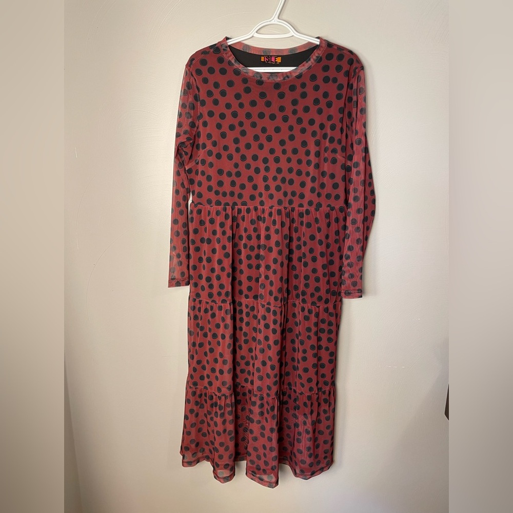 Isle Long Sleeve Polka Dot Dress XL